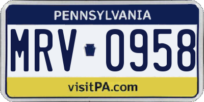 PA license plate MRV0958