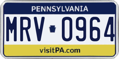 PA license plate MRV0964