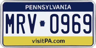PA license plate MRV0969