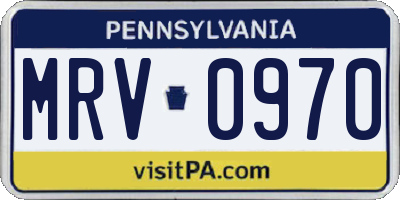 PA license plate MRV0970