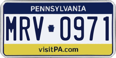 PA license plate MRV0971
