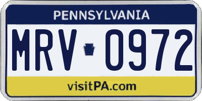 PA license plate MRV0972