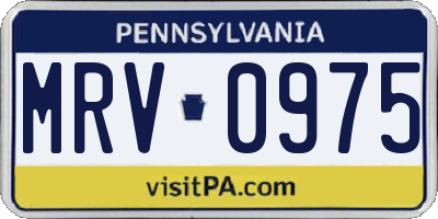 PA license plate MRV0975