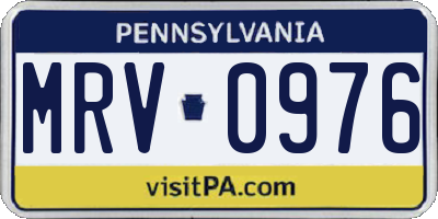 PA license plate MRV0976