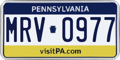 PA license plate MRV0977