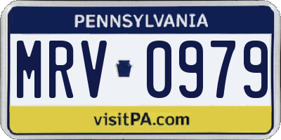 PA license plate MRV0979