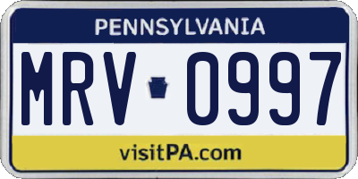 PA license plate MRV0997