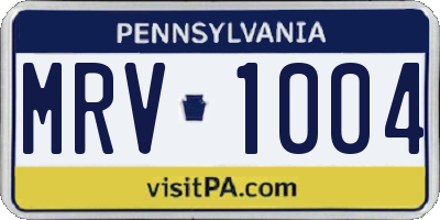 PA license plate MRV1004