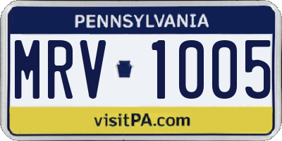 PA license plate MRV1005