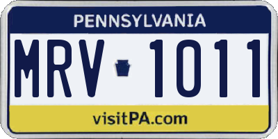 PA license plate MRV1011