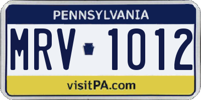 PA license plate MRV1012