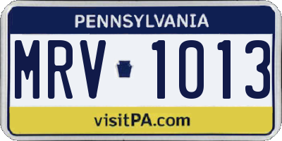 PA license plate MRV1013