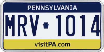 PA license plate MRV1014
