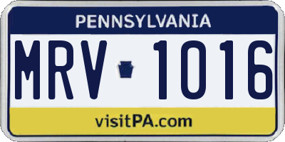 PA license plate MRV1016