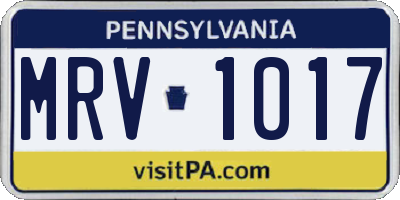 PA license plate MRV1017