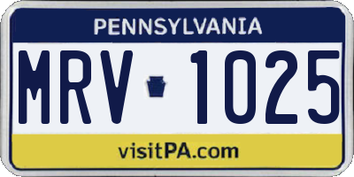 PA license plate MRV1025