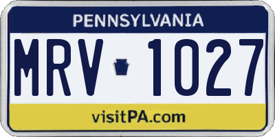 PA license plate MRV1027