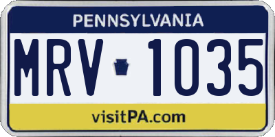 PA license plate MRV1035