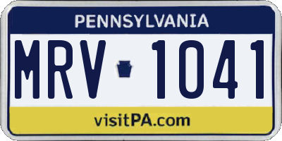 PA license plate MRV1041