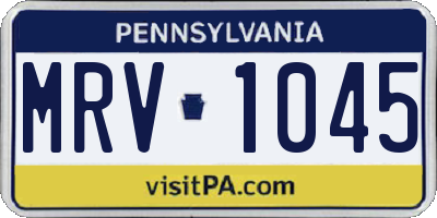 PA license plate MRV1045
