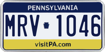 PA license plate MRV1046