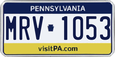 PA license plate MRV1053