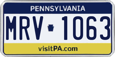 PA license plate MRV1063