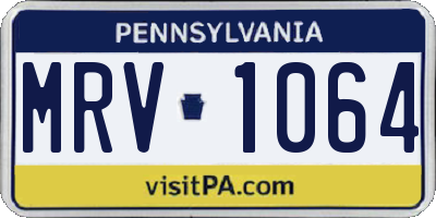 PA license plate MRV1064