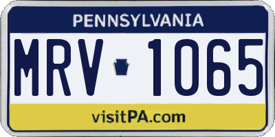 PA license plate MRV1065