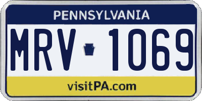 PA license plate MRV1069