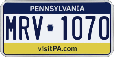 PA license plate MRV1070