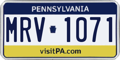 PA license plate MRV1071