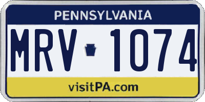 PA license plate MRV1074
