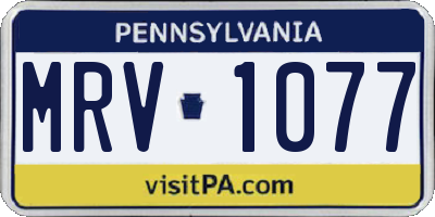 PA license plate MRV1077