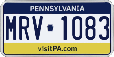 PA license plate MRV1083