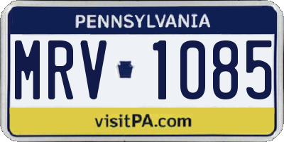 PA license plate MRV1085