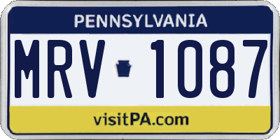 PA license plate MRV1087