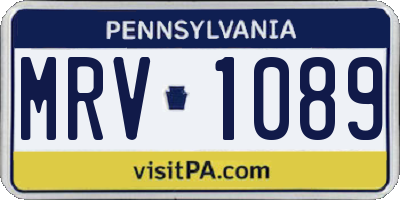 PA license plate MRV1089