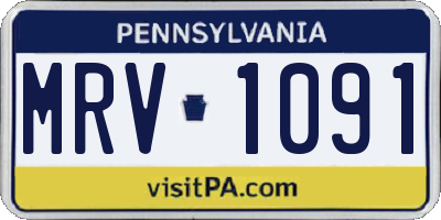 PA license plate MRV1091