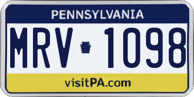 PA license plate MRV1098