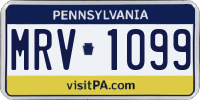 PA license plate MRV1099