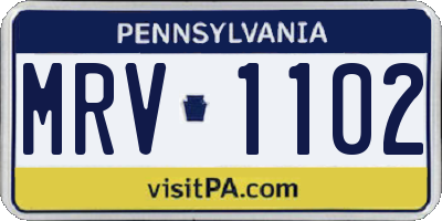 PA license plate MRV1102