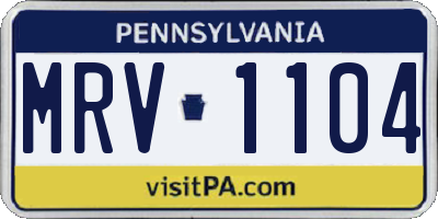 PA license plate MRV1104