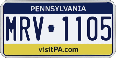 PA license plate MRV1105