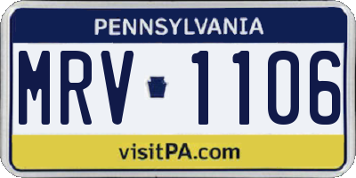 PA license plate MRV1106