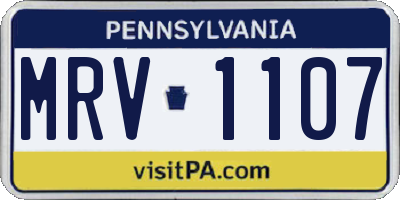 PA license plate MRV1107
