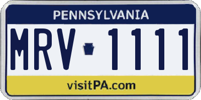 PA license plate MRV1111