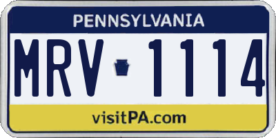 PA license plate MRV1114