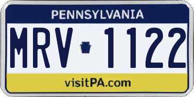PA license plate MRV1122