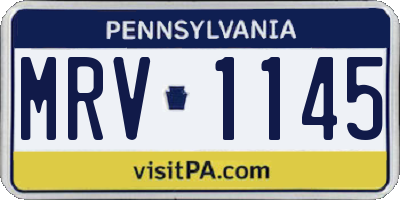 PA license plate MRV1145